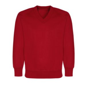 V-NECK SWEATSHIRT - RED, Jumpers & Cardigans